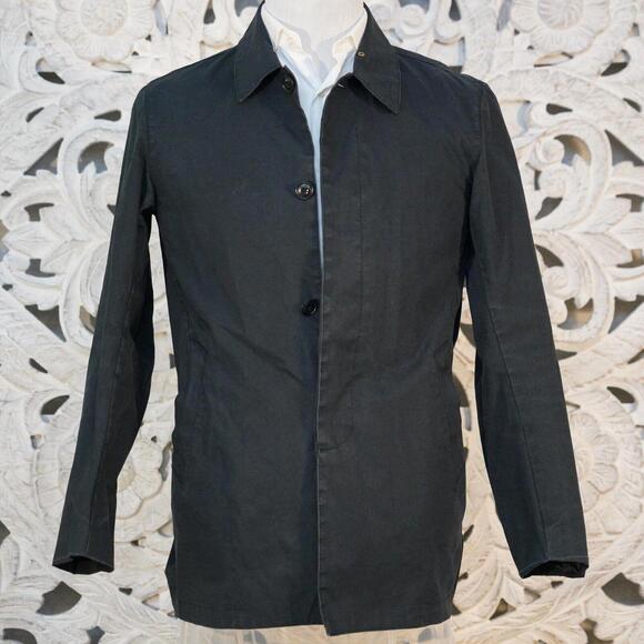 Scotch & Soda Men’s Black Trench Coat Cotton Jacket Size Small Structured